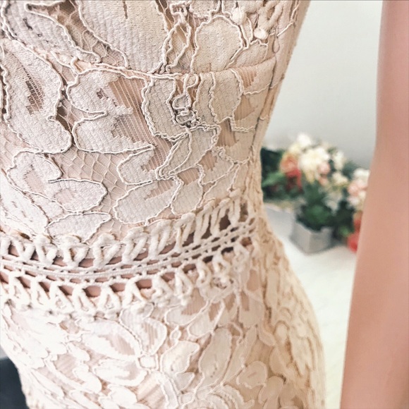 Blush Floral Cocktail Dress Pink Eyelet Lace Dress - Picture 5 of 7